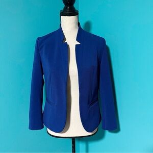 Pim + Larkin M Blue Open Front Ribbed Blazer Jacket
